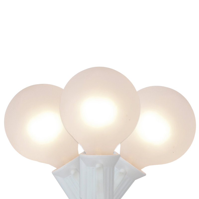 Ensemble de 10 lumières de Noël G40 en forme de globe blanc givré - fil blanc 9 pi