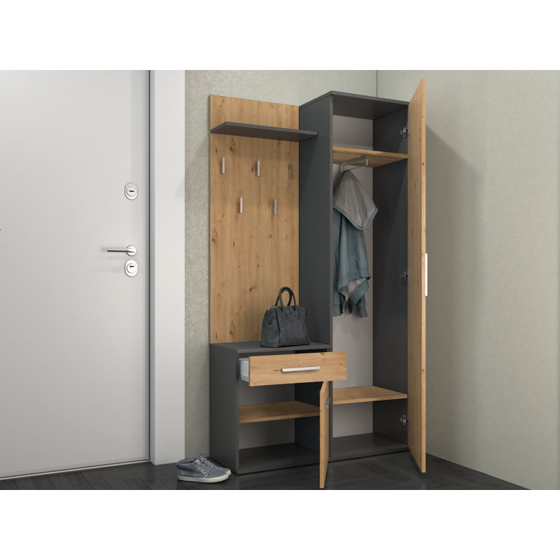 1 Door Laminate Wardrobe, Anthracite/Artisan