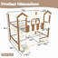 Lit superposé double en bois massif avec toit, fenêtres, bibliothèque de rangement et tiroirs, conception détachable, beige et naturel profond-1032568390