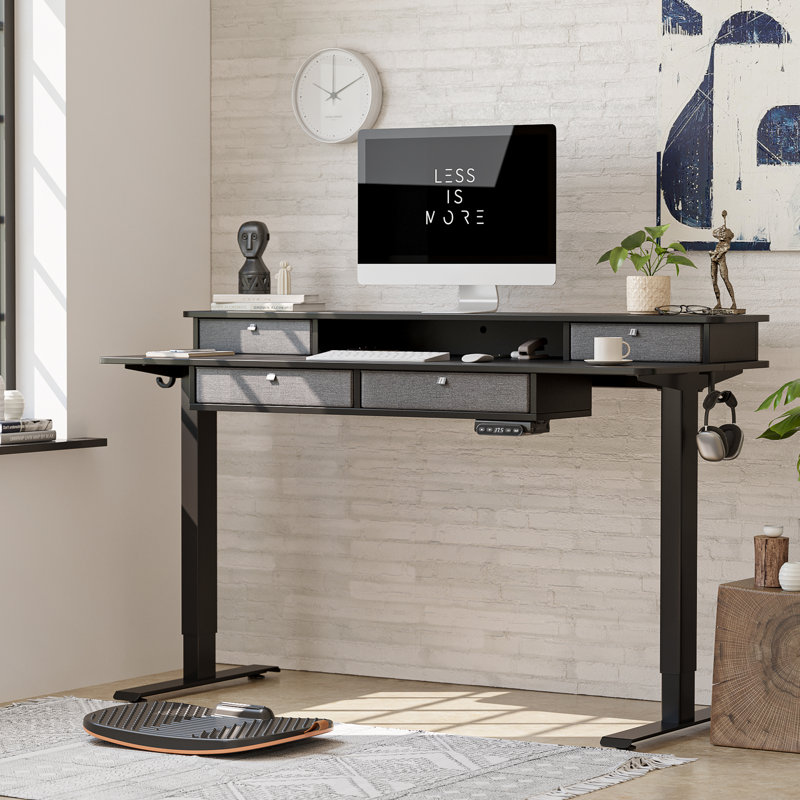 Bureau debout à hauteur ajustable Euri, Noir, H 50 po x l 55 po x P 30 po