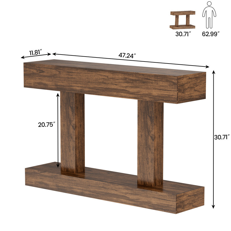 Millwood Pines 47.24'' Brown MDF Farmhouse Console Table