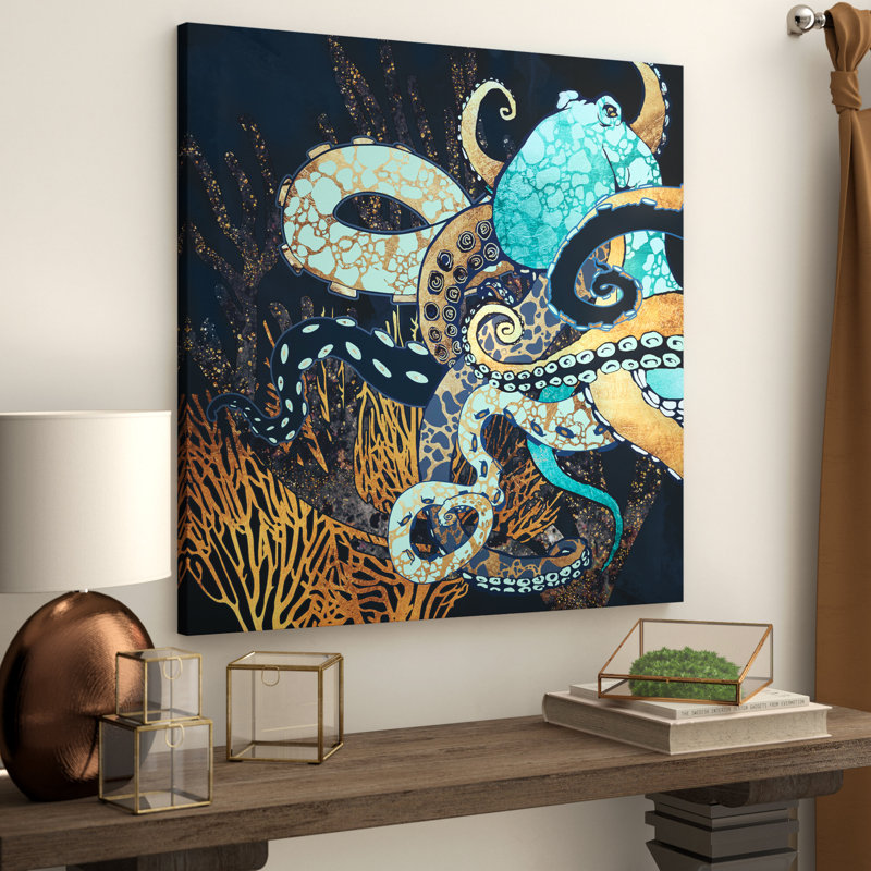 Metallic Octopus II - Wrapped Canvas Print, 93.98 cm H x 93.98 cm W x 1.91 cm D