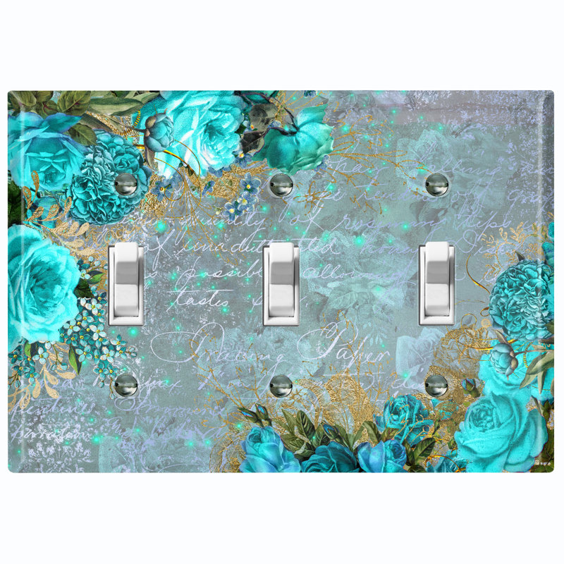 Plaque murale d'interrupteur à bascule 3 lumières Roses Flowers