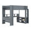 Lit mezzanine en bois avec bureau, tablettes multiples, DEL et station de charge-134642929