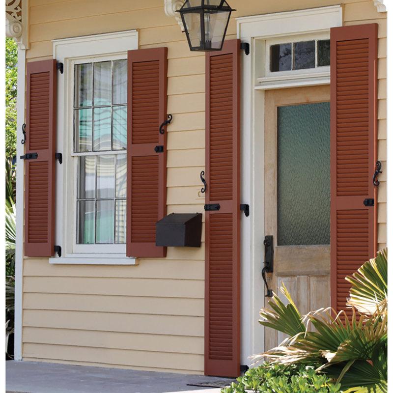 Paires de volets de colonial à persiennes architecturale meneau Atlantic, Cuivre rouge Roycraft, 18 po, 29 po