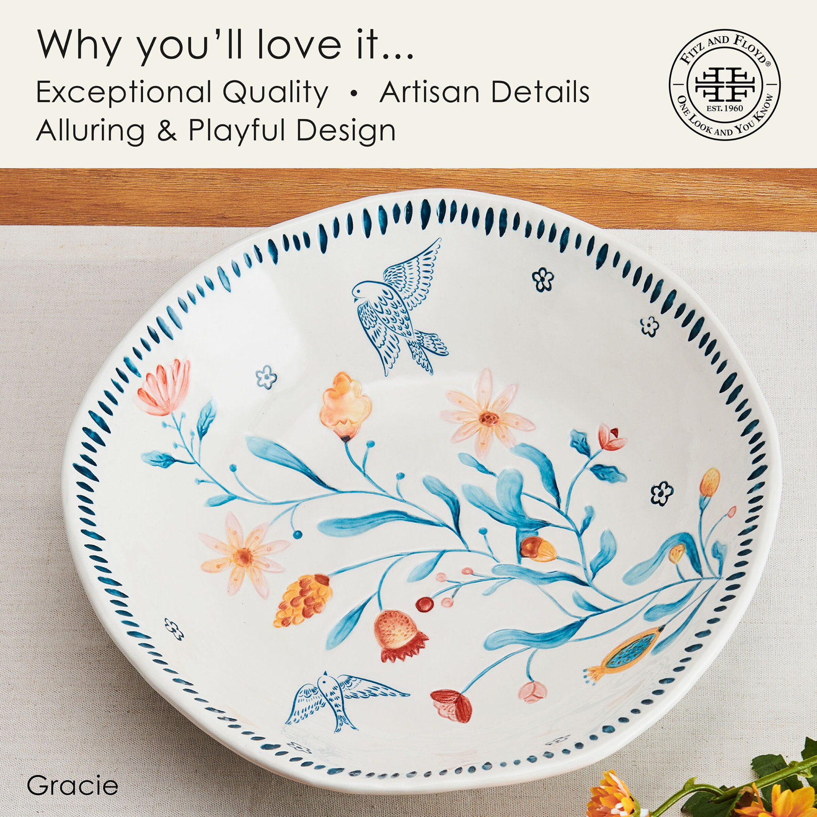 Fitz And Floyd Gracie 10-In Serve Bowl