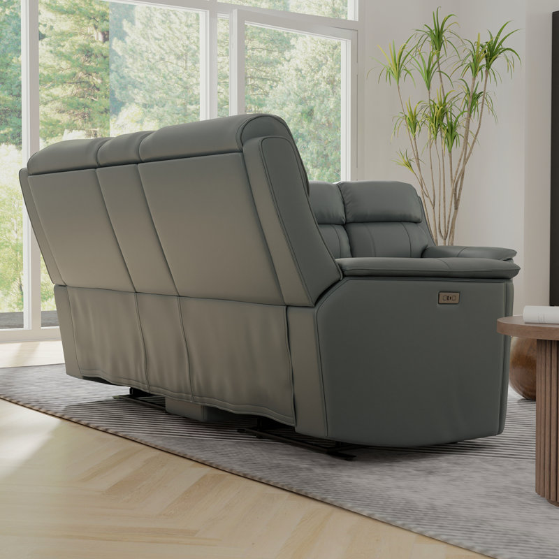 Oslo Dual Power Reclining Love Seat With Console In Sapphire, Sapphire Blue