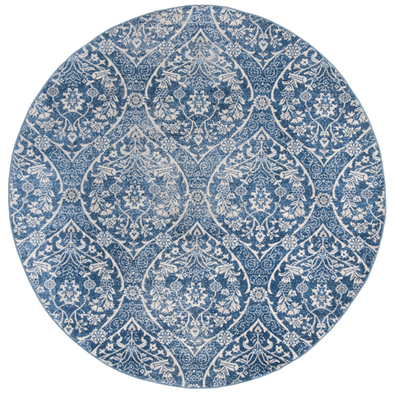 Tapis bleu marine / gris clair Avira, Rond 5 pi