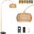 Arc Floor Lamps for Living Room with 3 Color Temperatures, Standing Lamp with Remote & Dimmable LED Bulb, Rattan Boho Floor Lamp, Farmhouse Tall Lamp for Bedroom, Over Couch Arched Reading Light-1169205239