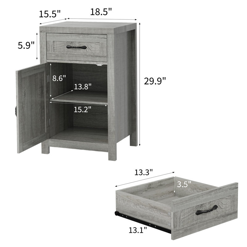 2-Piece Nightstand and End Table Set with Adjustable Shelves, Removable Doors & Storage Drawers – Waterproof Top, Multi-Functional Bedside & Sofa Side Tables for Bedroom,Living Room