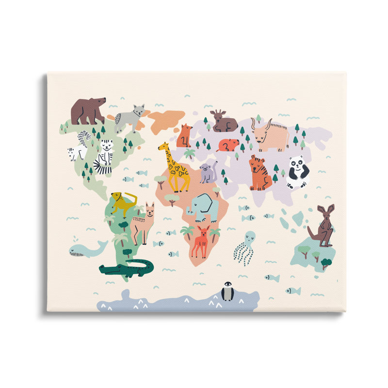 Tableau éducatif sur la faune et la faune par Dominika Godette - cadre flottant, impression sur toile, Toile tendue