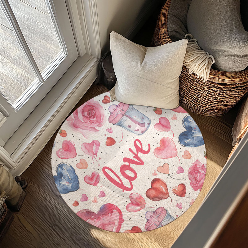 Tapis tressé Love Love, Rond 5 pi