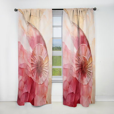 Ribaldi Beige Pink Minimalism Spiral Potteries - Modern Curtain - Velvet Room Darkening - 1 Panel