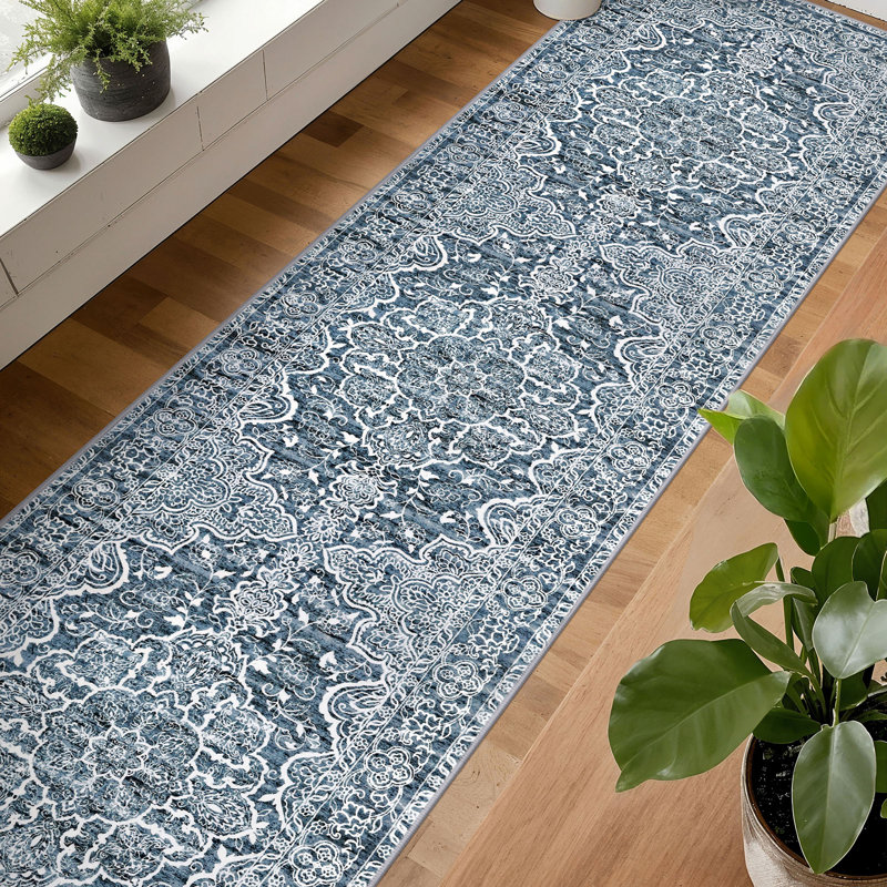 Area Rug Machine Washable Rugs with Rubber Backing for Living Room, Runner 2'7''x18'