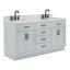 Meuble-lavabo double en bois massif de 66 po avec plateau en marbre de Carrare de 1,5 po Thornaby-1047605994-1068050379