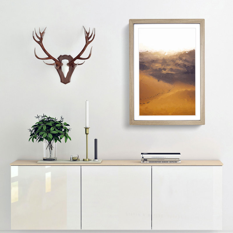 Trail on the Desert in Abstract - Picture Frame Graphic Art Print, Oak, 60cm H x 40cm W x 2cm D