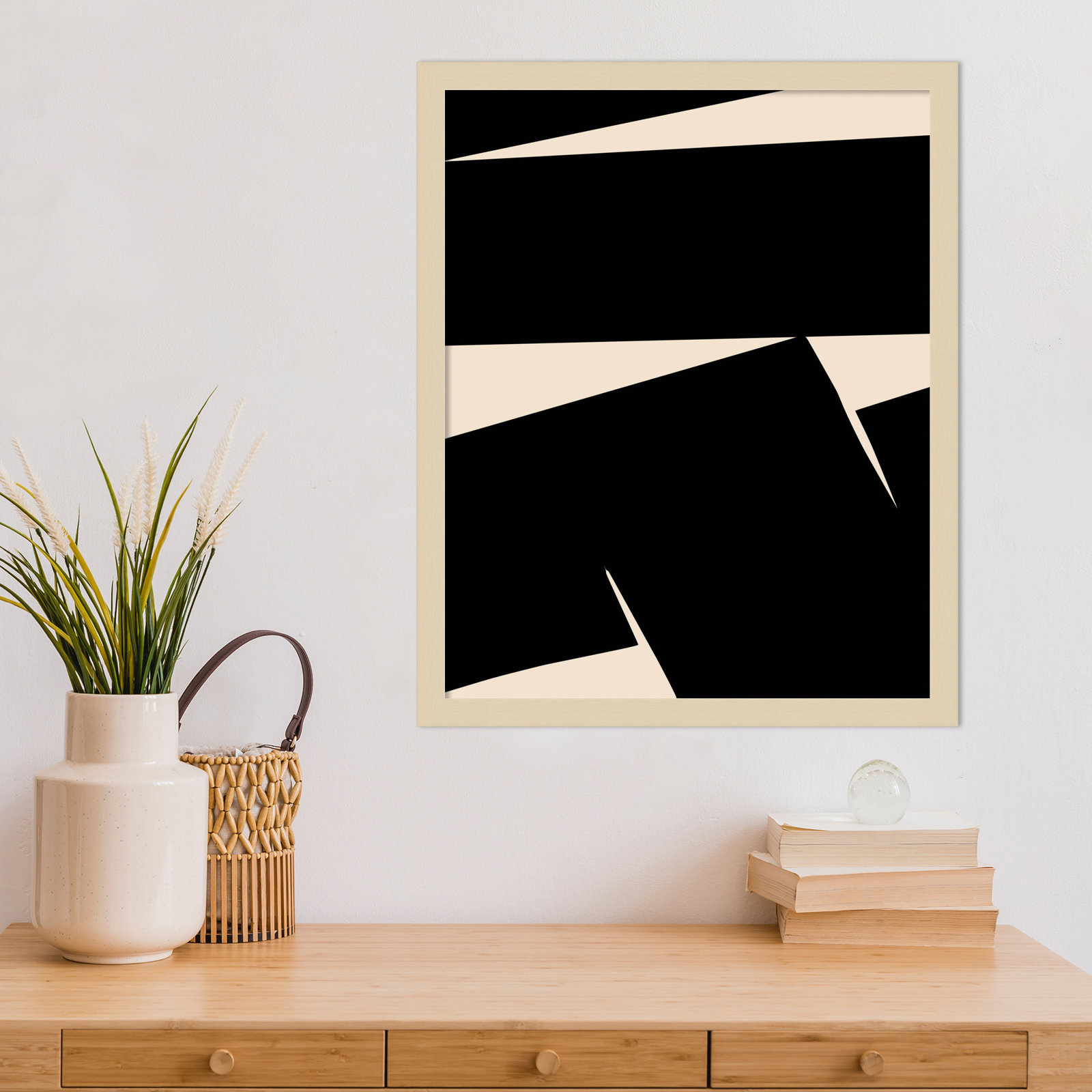 Black Plain Abstract Print by Little Dean, Brown, 21" H x 17" W