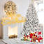 Arbre de Noël floqué avec 300 lumières UL et 27 pommes de pin naturelles - pointes en PVC enneigées, 600 pointes, structure à charnières, support en métal stable, installation facile-334358673