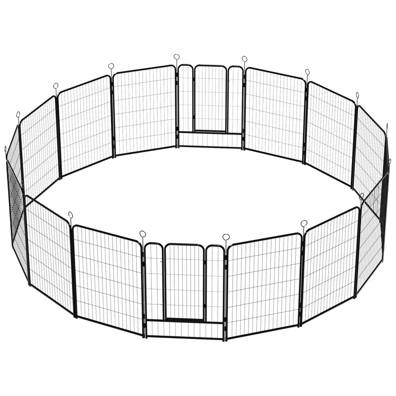 Parc pour chien en métal robuste de 40 po de très grande taille, 16 panneaux avec barrière autobloquante, forme réglable, rouille, clôture à assemblage rapide, gravité automatique pour l'intérieur et l'extérieur, aménagement,