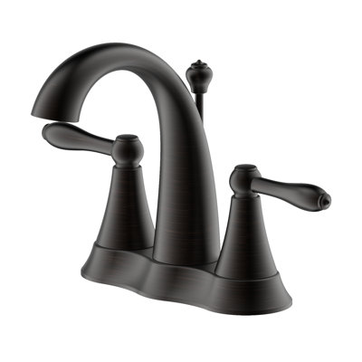 Robinet de lavabo de salle de bain central à 2 poignées avec ensemble de drain Contour - Bronze huilé
