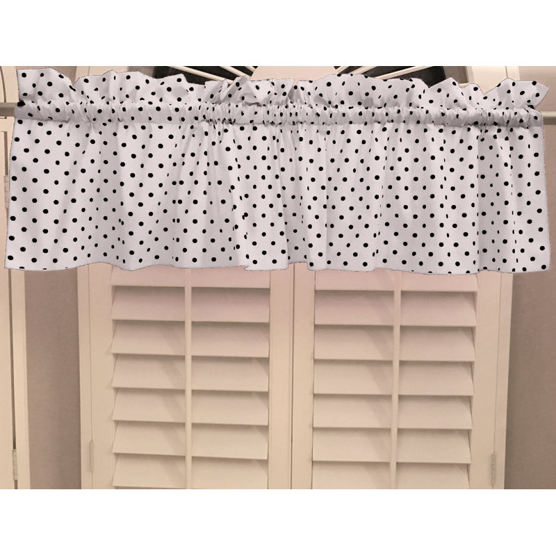 Cantonnière sur mesure en mélange de coton à pois 58 po Garaitz, L 58 po x L 28 po, Noir / blanc
