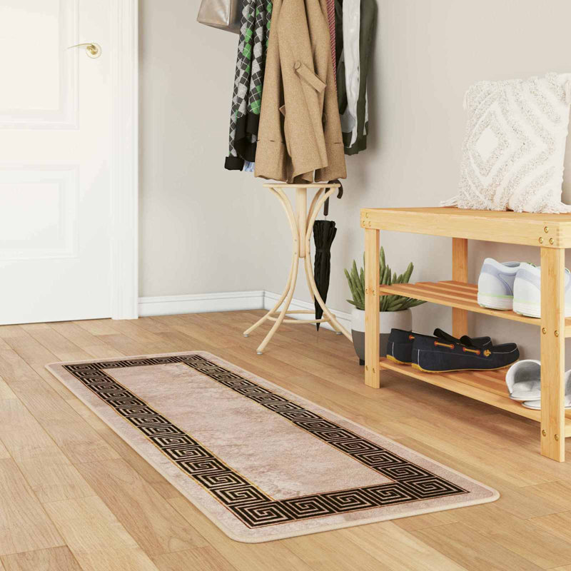 Area Rug, Black/Beige, Runner 50cm x 100cm