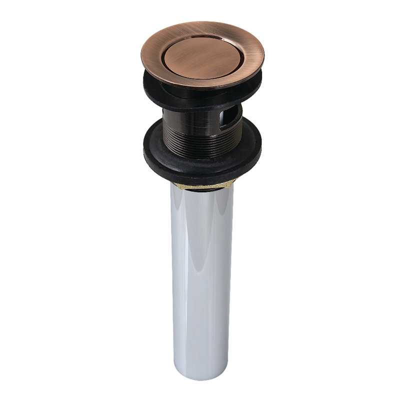 Kingston Brass Trimscape Brass Push Pop-Up Bathroom Sink Drain with Overflow, 22 Gauge, Polished Brass
