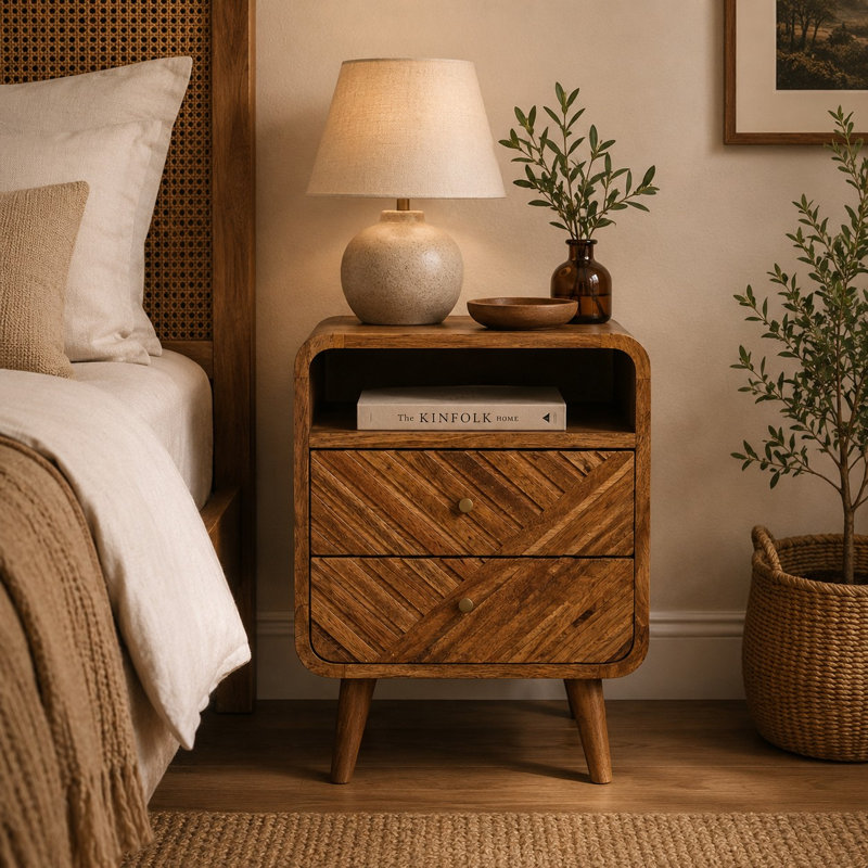 Patoma 30cm W Solid Wood Bedside Table