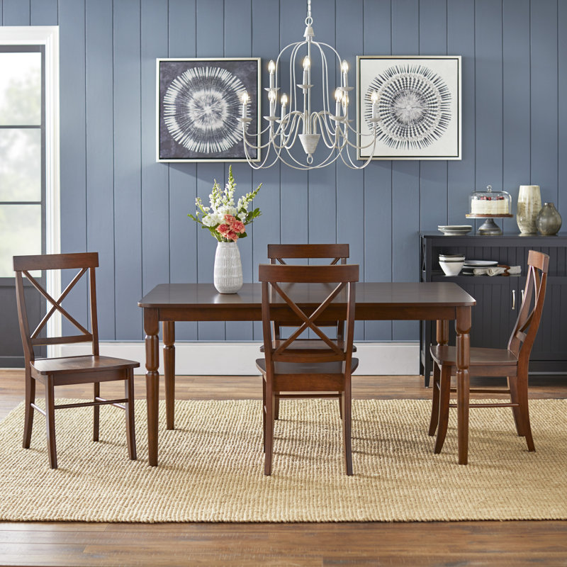Bellmead Four Leg Dining Set, Brown Table with Brown Chairs, 5-Piece (1 Table, 4 Chairs)