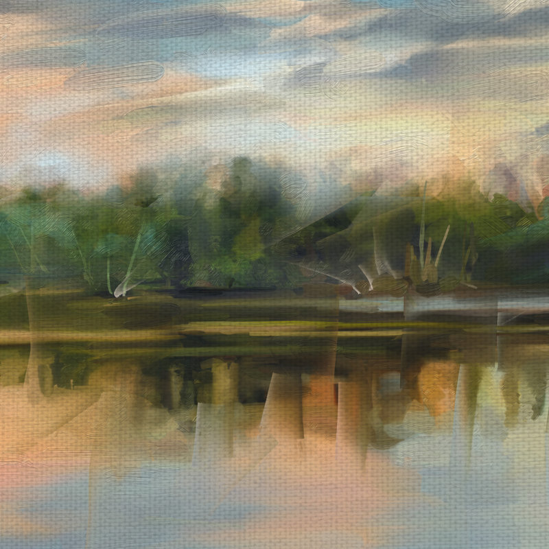 « lakeside light », reproduction d’art sur toile non encadrée, H 30 po x l 40 po x P 1,5 po