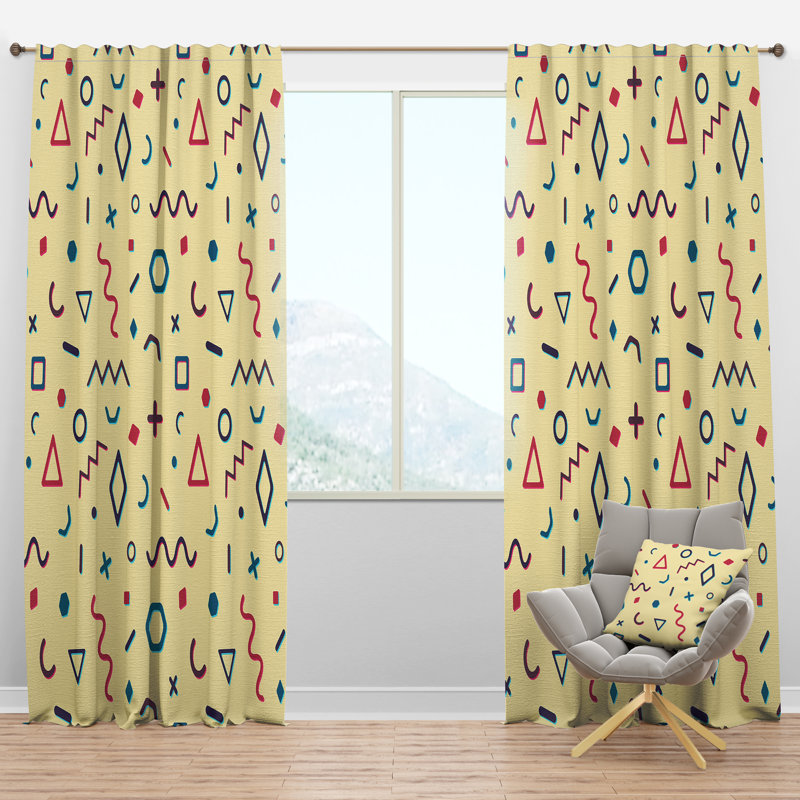 Rideaux semi-transparents avec passe-tringle style Mid-Century VI, l 52 po x L 63 po