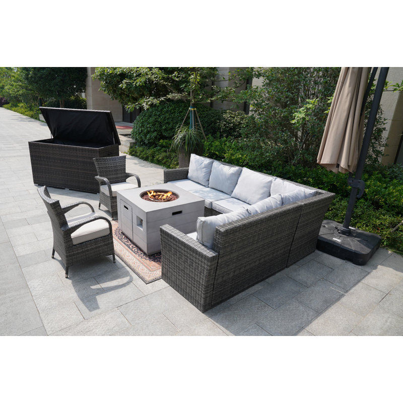 Charissa Wicker/Rattan 7 - Person Seating Group With Cushions