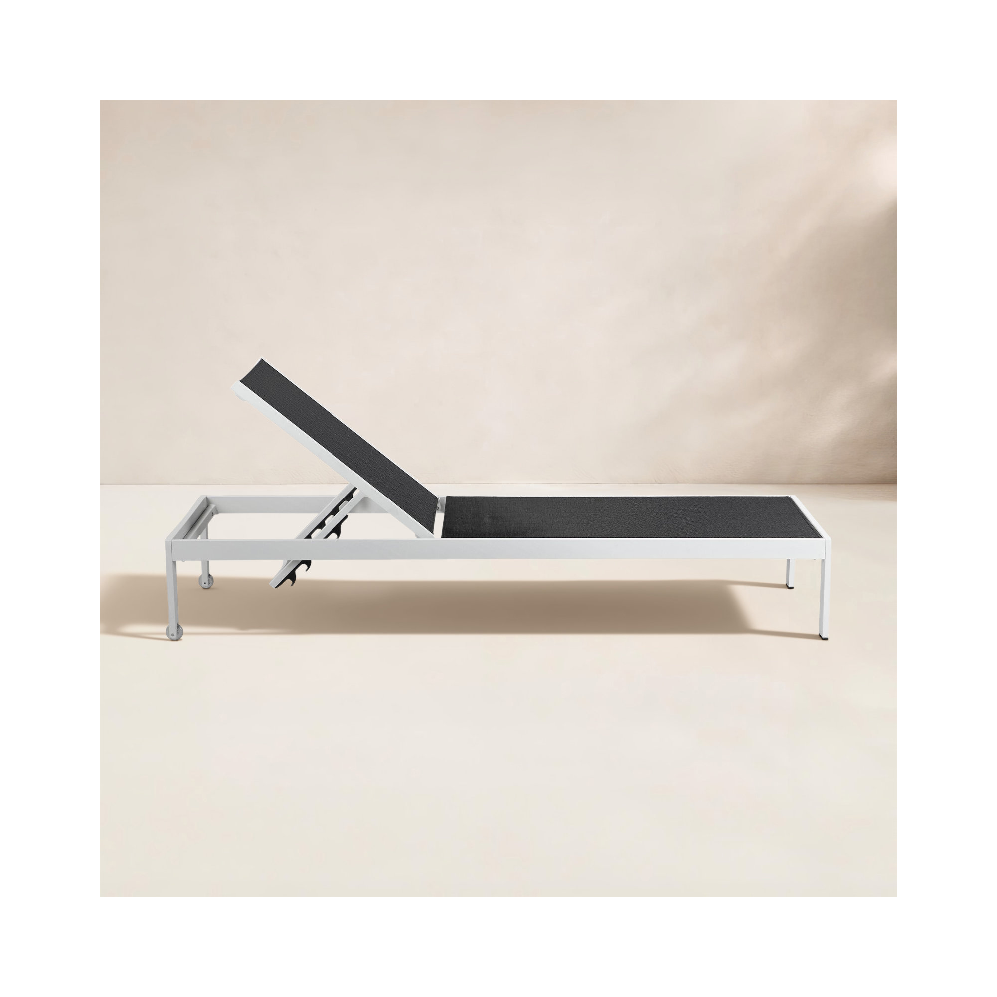 Aynura Outdoor Aluminum Chaise Lounge, White/Black