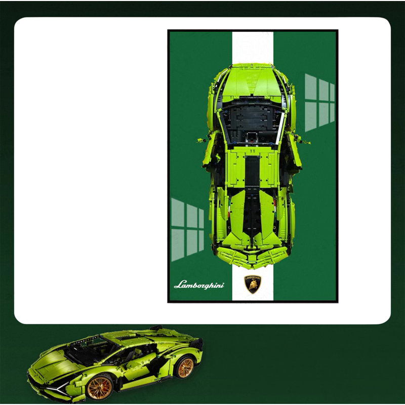 Voiture d'assemblage avec affiche, art mural