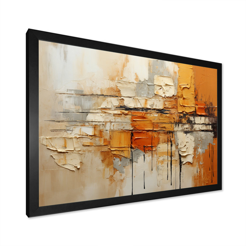 Génération «Orange Impressions III - Abstract Collages», art mural, Noir, H 30 po x l 40 po, Impression encadrée