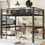 Lit mezzanine avec bureau, panier de rangement, structure en métal et port de charge-125179136