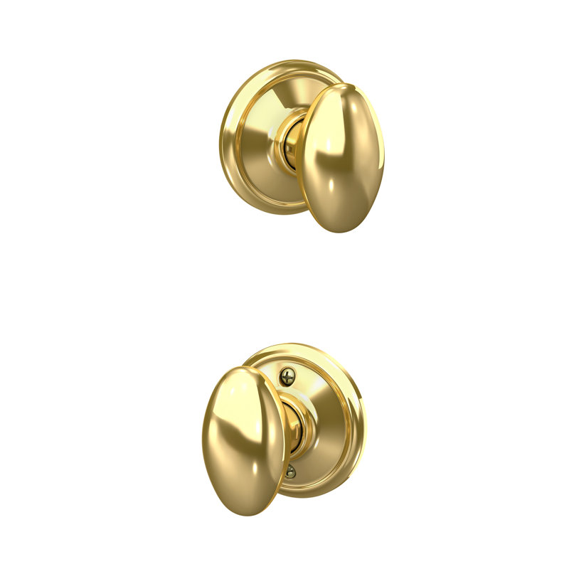 Siena Passage Door Knob with Rosette, Bright Brass