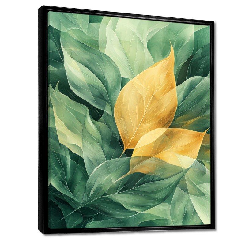 Coleton Tropical Dancing Leaves - Décoration murale feuilles, Noir, Impression encadrée, H 20 po x l 12 po