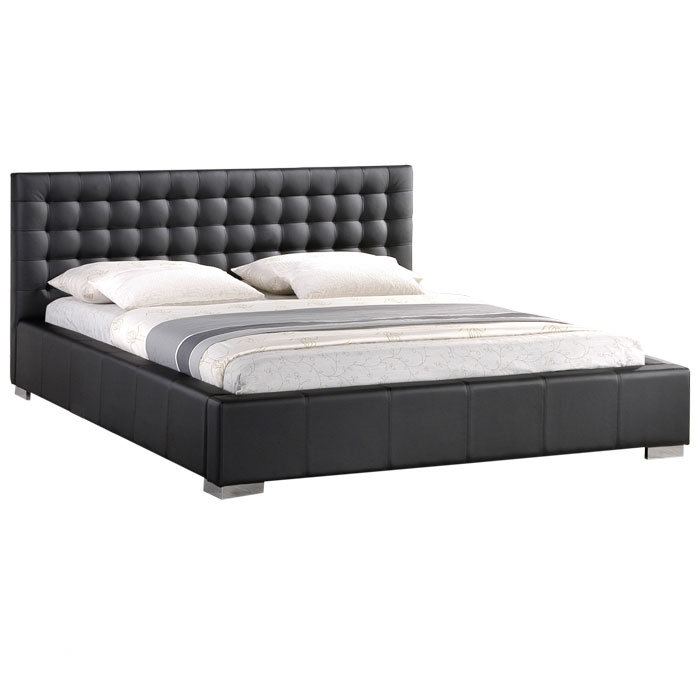 Aakifa Vegan Leather Platform Bed, Black, Full