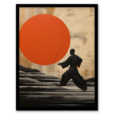 Qigong Sunset Shaolin Monk Practicing Movement Meditation - Single Picture Frame Print