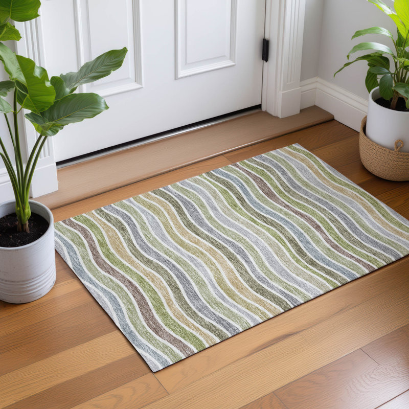 Machine Washable Indoor/Outdoor Chantille ACN2333 Stripes Rug, Rectangle 1'8" x 2'6"