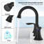 ° Robinet pivotant en métal noir mat - Style moderne pour une utilisation polyvalente dans la salle de bain