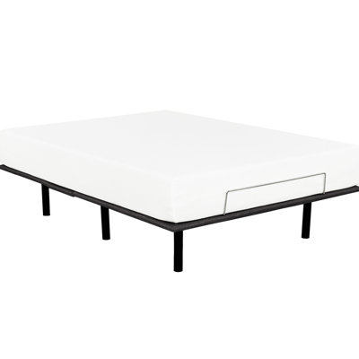 Base de lit réglable en très grand lit. Contrôle câblé. Moteurs silencieux pour la tête et les pieds. Plateforme antidérapante. Supports de tête de lit. Capacité de poids de 750 lb. Noir Très grand lit contemporain avec réglage des pieds.