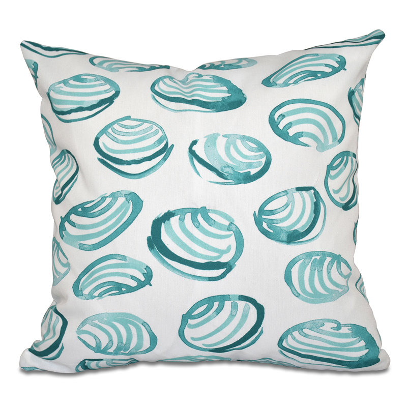 Coussin extérieur Rocio Clams, H 18 po x l 18 po, Turquoise