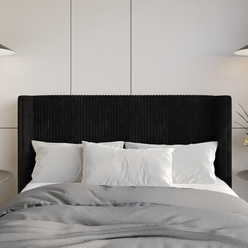 Tête de lit tapissier Lenox, Noir, Très grand lit