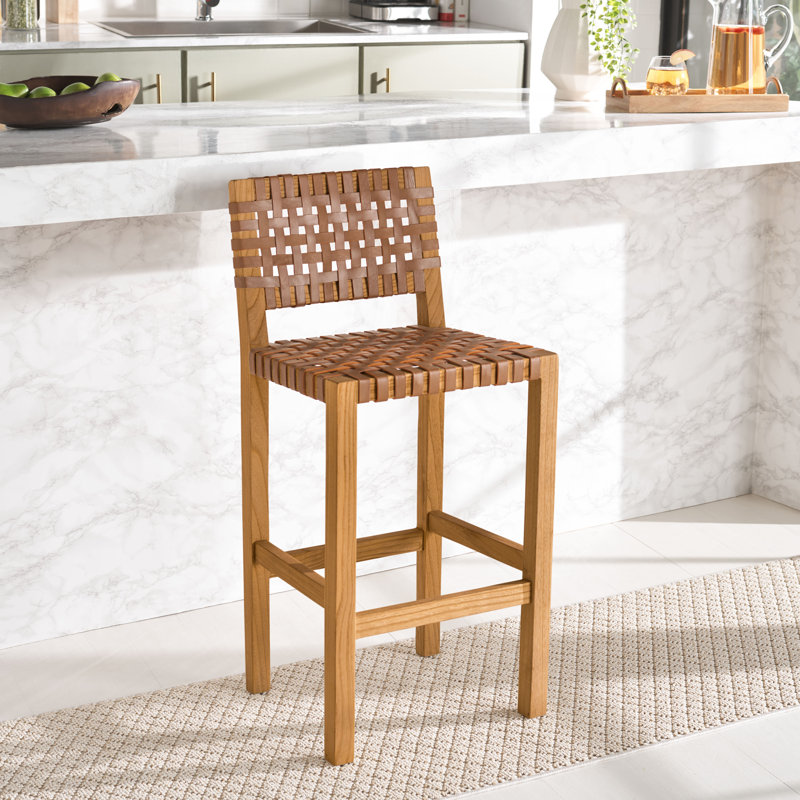 Leather Counter Stool, Light Honey/Natural