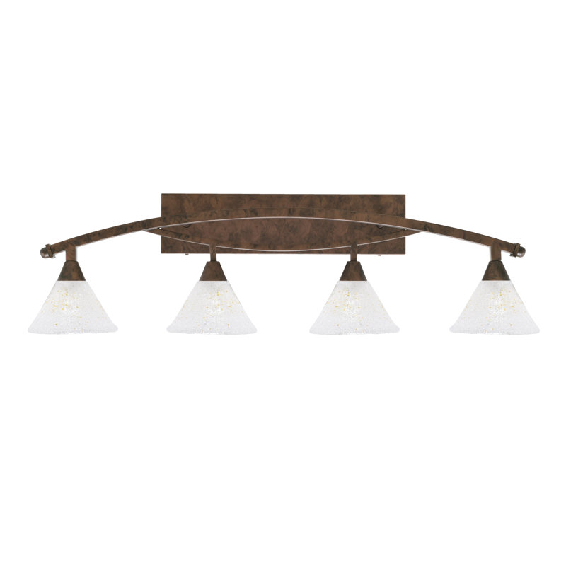 Applique murale de salle de bain à 4 lumières avec verre doré givré de 18 cm, Or, Bronze