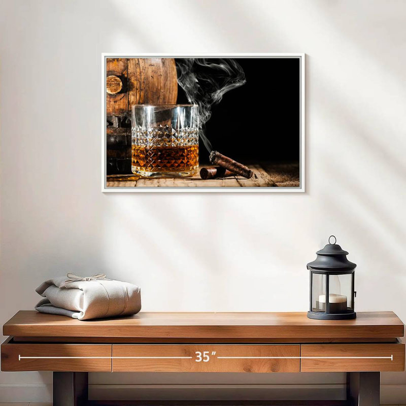 Bourbon tonneau et cigare, 19 po x 13 po, Cadre flottant blanc