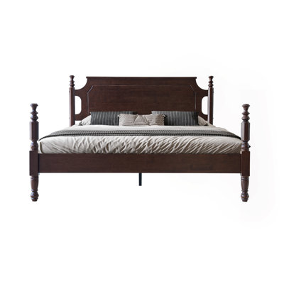 86125B9EF2404257807927C0E23D2943 King Wooden Platform Bed Frame, Driftwood Gray Oak Finish, Traditional Style