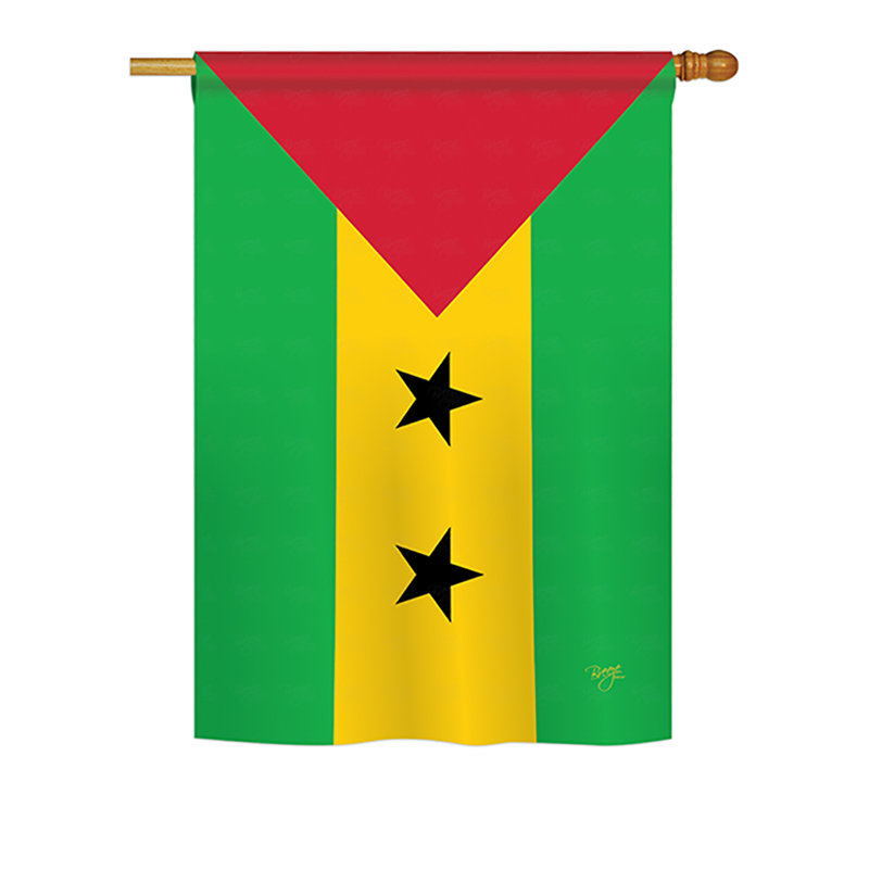 Drapeau de maison en polyester à 2 faces de style sao Tomé et Principe, H 18,5 po x l 13 po
